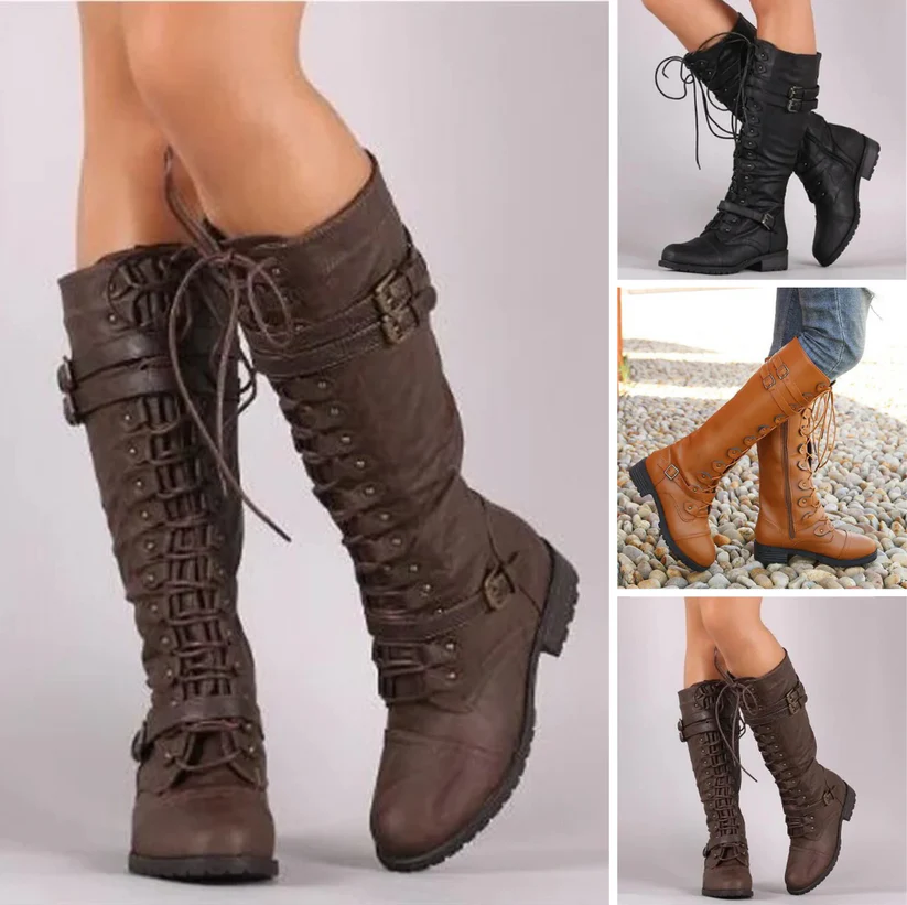 Lulu - retro-schnürstiefel mit schnalle