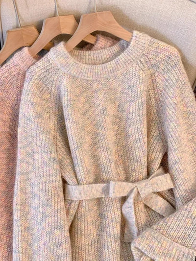 Lockeres Rundhals-Pullover-Kleid für Damen