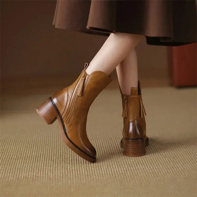 Elegante Damen Lederstiefeletten