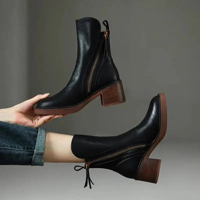 Elegante Damen Lederstiefeletten
