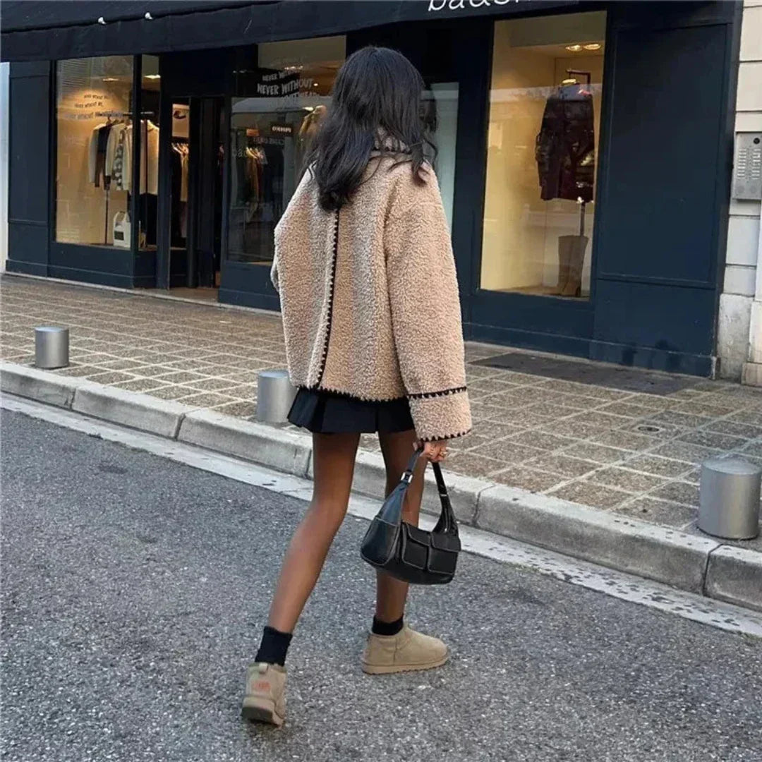 Damen Flauschige Fleecejacke