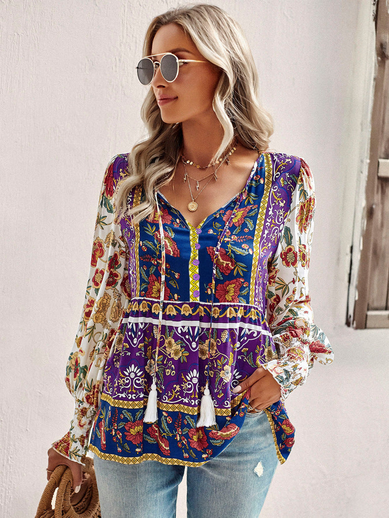 Sabine | Bluse mit Boho-Blumenmuster