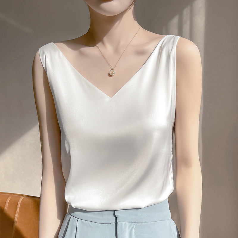 Heidi | Ärmloser Top aus Satin-Seide