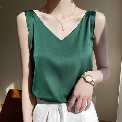 Heidi | Ärmloser Top aus Satin-Seide