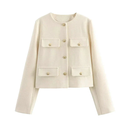 Kastenjacke | Goldene Knöpfe & Taschen-Details | Klassische Eleganz