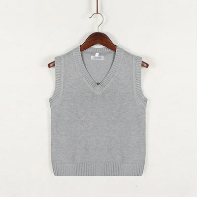 Dicker V-Ausschnitt ärmelloser Strickpullover