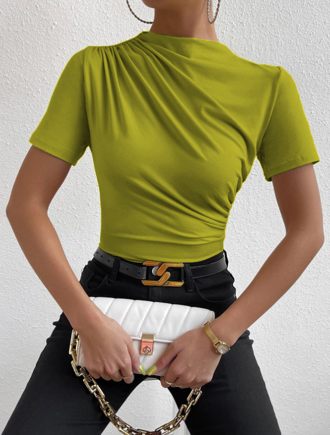 Thea | Elegantes Plissiertes Kurzarm-Top
