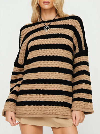 Gestreifter Damen-Strickpullover