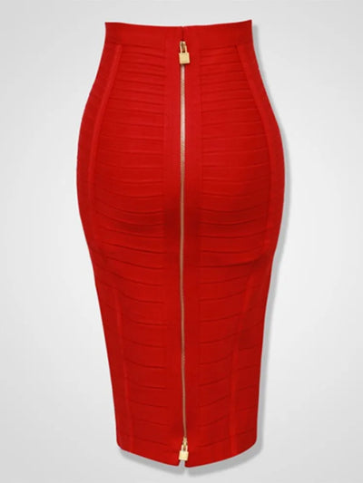 Heidi-Mode | Sommermode Sexxy Reißverschlüsse Bandage Rock Designer A-Linien Bodycon Bleistiftrock Faldas 58Cm