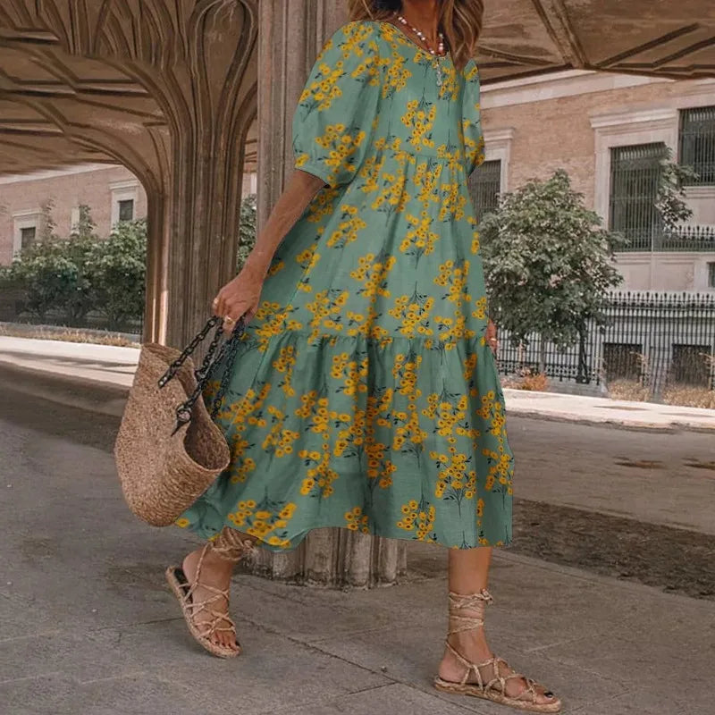 Geblümtes Midikleid | Weite Passform | Romantischer Stil