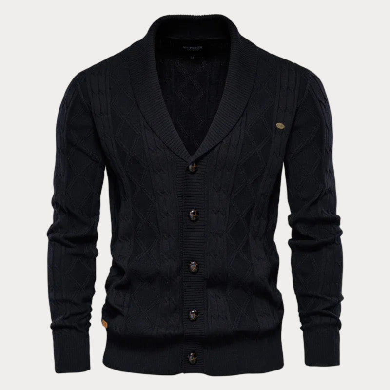 Herren-Strickjacke mit Knopfleiste und V-Ausschnitt