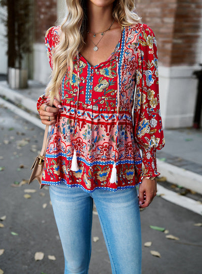 Sabine | Bluse mit Boho-Blumenmuster