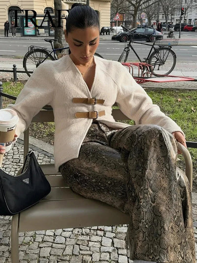 Zechariah | Weiße Vintage-Lederjacke für Damen