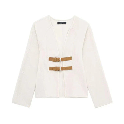 Zechariah | Weiße Vintage-Lederjacke für Damen