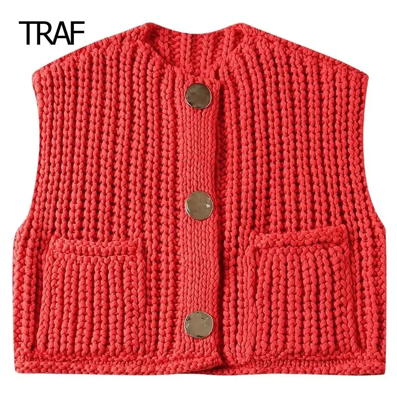 Loreile | Gebreid Mouwloses Vest mit O-Hals