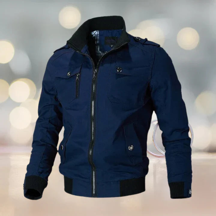 Stehkragenjacke mit mehreren Taschen für Herren