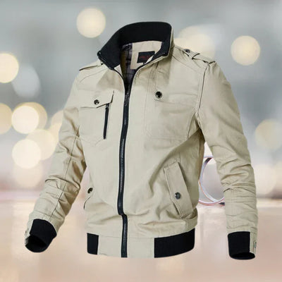 Stehkragenjacke mit mehreren Taschen für Herren
