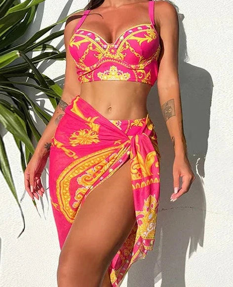 Eva® | Bohemian Push-Up-Badekleid mit Überzug