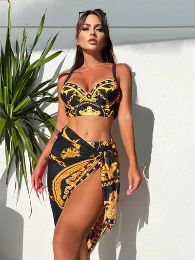 Eva® | Bohemian Push-Up-Badekleid mit Überzug
