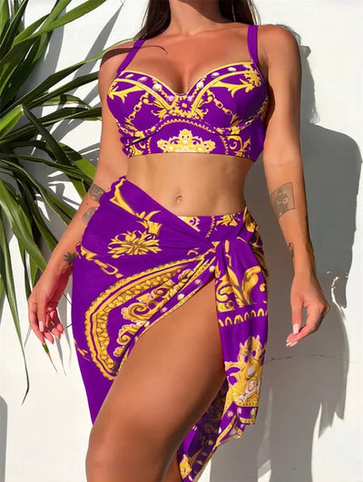 Eva® | Bohemian Push-Up-Badekleid mit Überzug