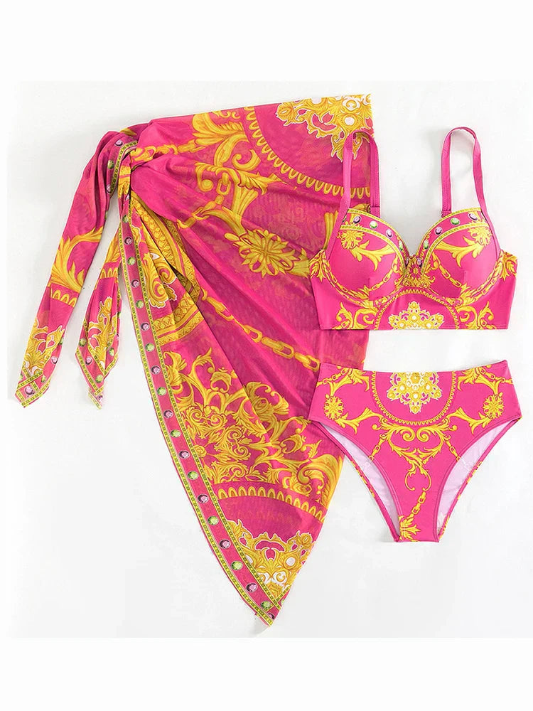 Eva® | Bohemian Push-Up-Badekleid mit Überzug