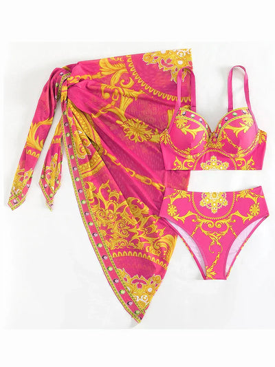 Eva® | Bohemian Push-Up-Badekleid mit Überzug