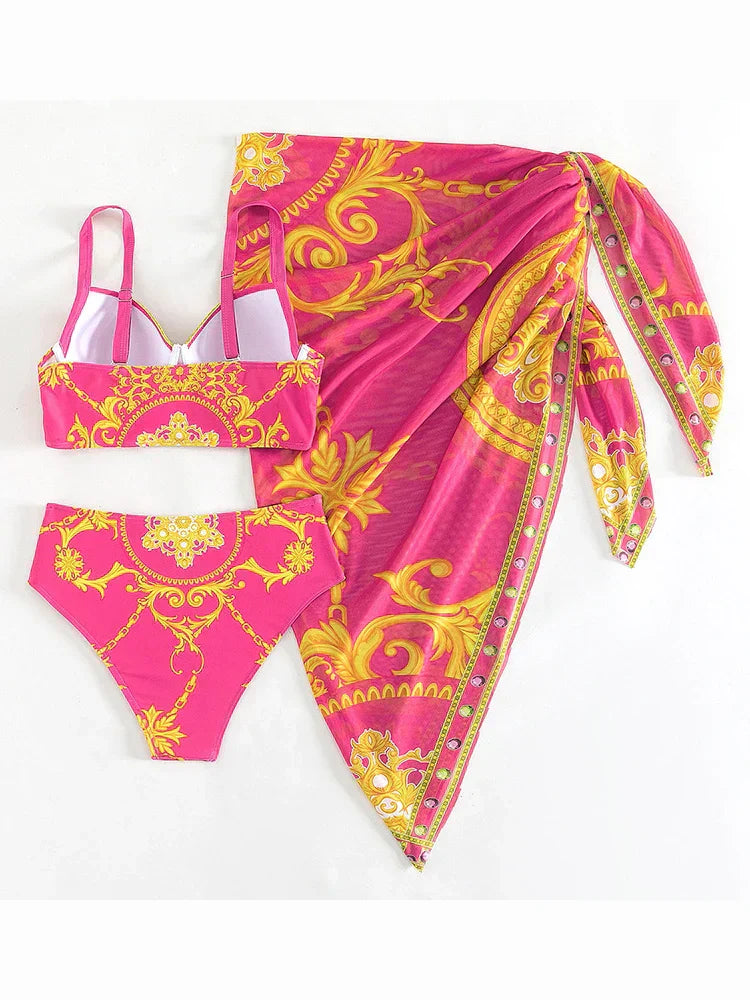 Eva® | Bohemian Push-Up-Badekleid mit Überzug