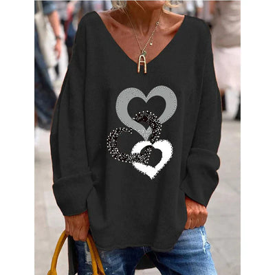 Übergroßer Pullover mit Herz-Print für Damen