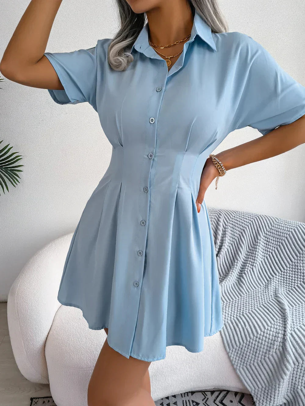Hemdblusenkleid mit Falten | Feminin & Zeitlos | Stilvoll im Alltag