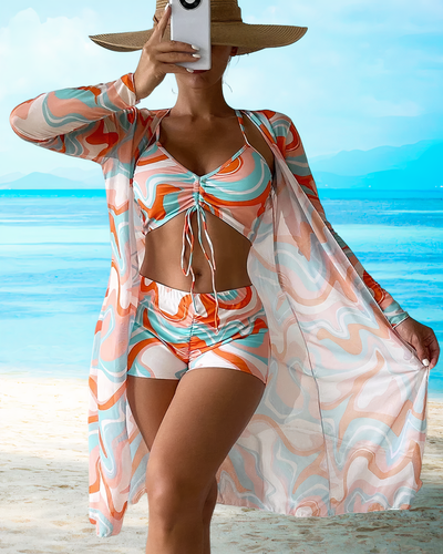 Fabiola® | Bedrucktes High-Waist-Cover-Bikini-Set