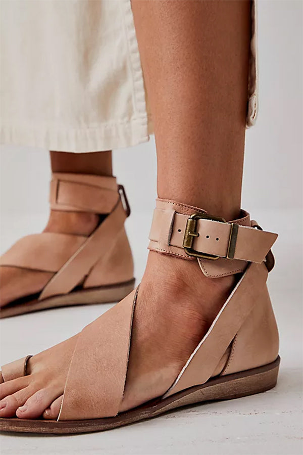 Yasmine | Zehenring-Schnalle Flache Sandalen für Damen