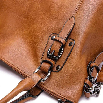 Geräumige Handtasche | Kunstleder mit Schnallendetails | Vielseitiger Stil