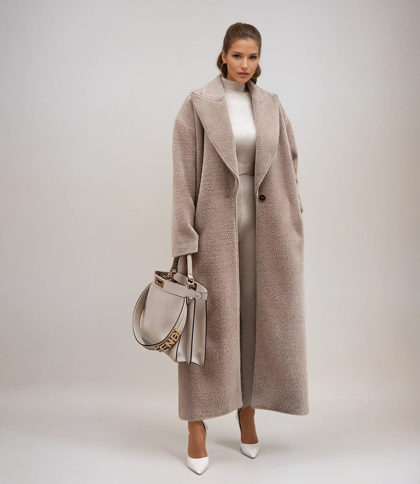 Langer Teddy-Mantel | Weiche Textur & Oversized-Schnitt | Zeitlose Eleganz