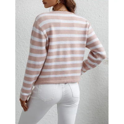 Klassisch gestreifte Strickjacke mit Knopfleiste für Damen