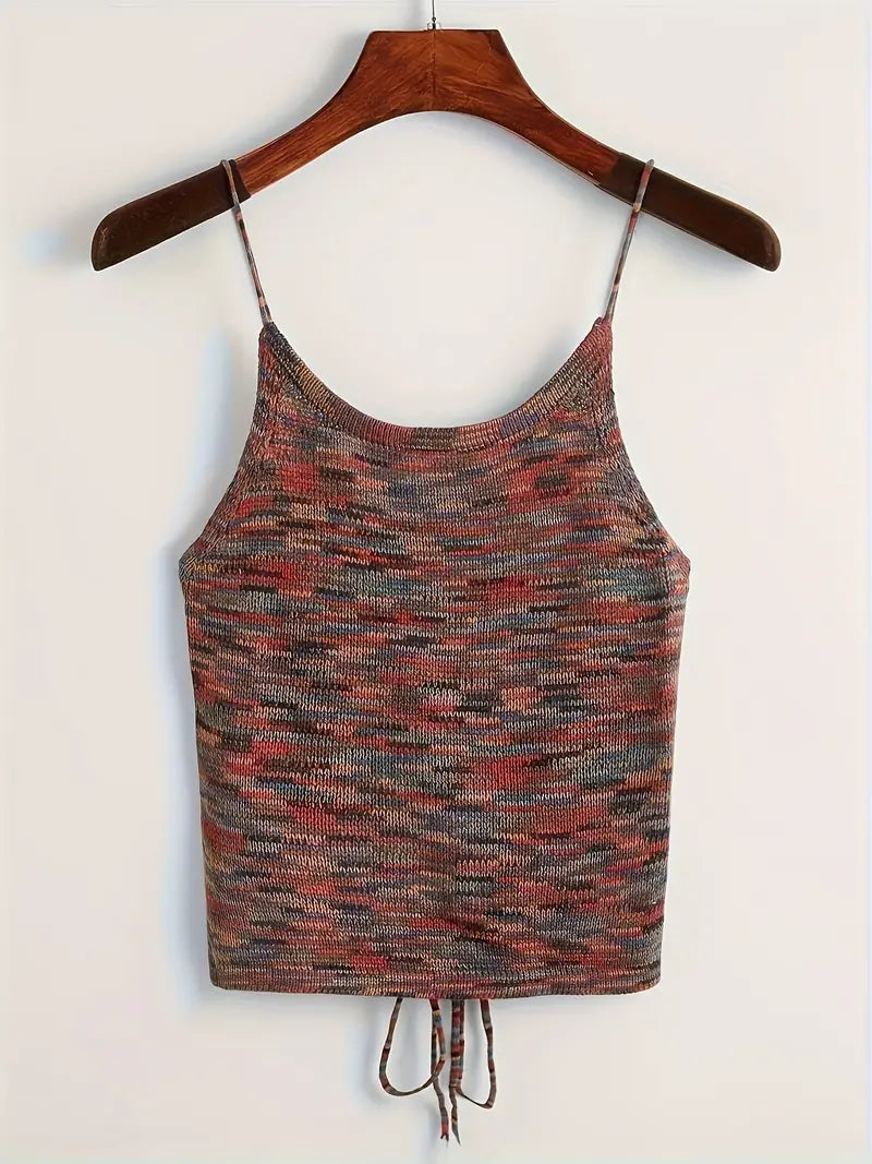 Melanie | Elegantes Rückenfreies Stricktop mit Spaghettiträgern