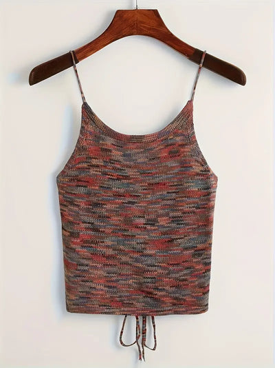 Melanie | Elegantes Rückenfreies Stricktop mit Spaghettiträgern