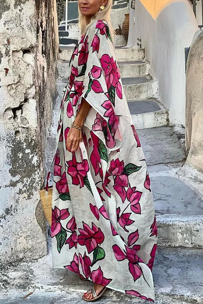 Chloe® | Lockeres Maxikleid mit Blumendruck und Dolman-Ärmeln und Gürtel