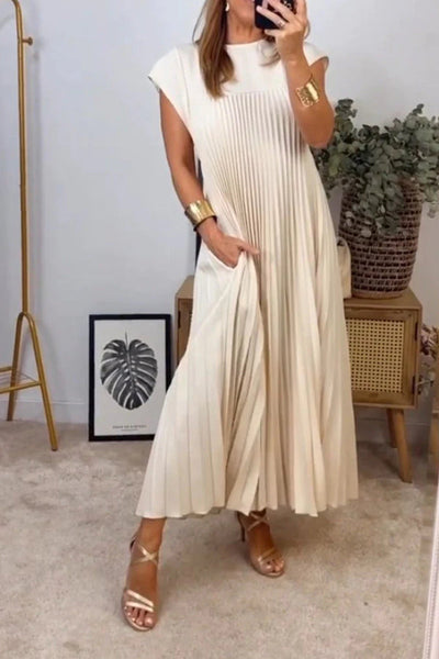 Anita® | Ärmelloses, plissiertes, schlichtes einfarbiges Kleid