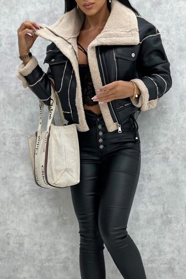 Lola® | Kurze Bikerjacke mit Reißverschluss aus Lammwolle