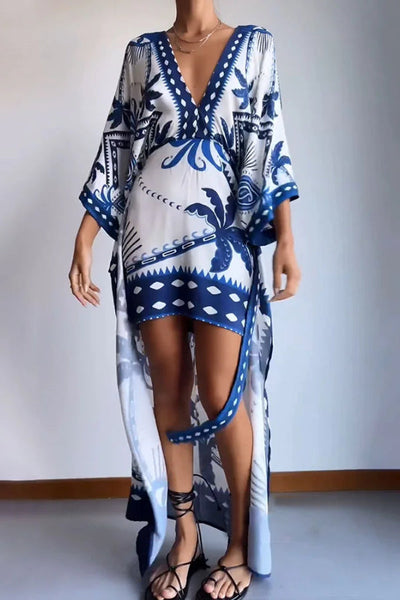 Charlotte® | Schickes, gefälschtes, zweiteiliges, bedrucktes Kleid mit Schnürung