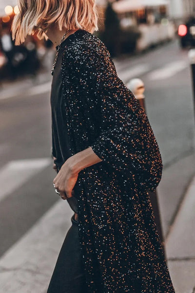 Heidi® | Disco Glamour Pailletten-Kimono mit Glockenärmeln