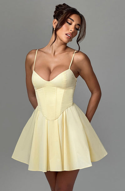 Analeigh Mini Kleid in Zitronenfarbe