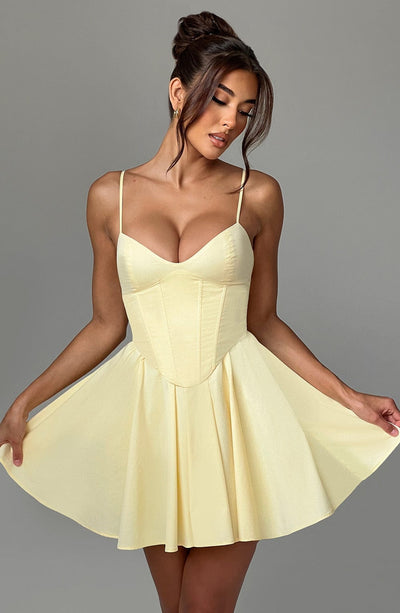 Analeigh Mini Kleid in Zitronenfarbe
