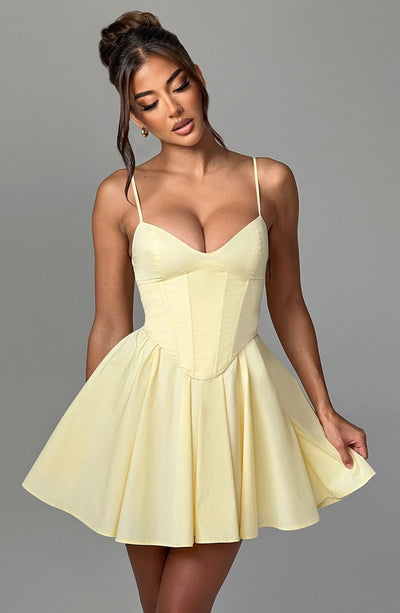 Analeigh Mini Kleid in Zitronenfarbe