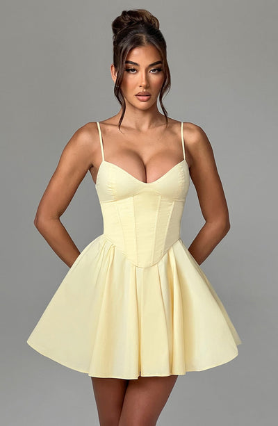 Analeigh Mini Kleid in Zitronenfarbe