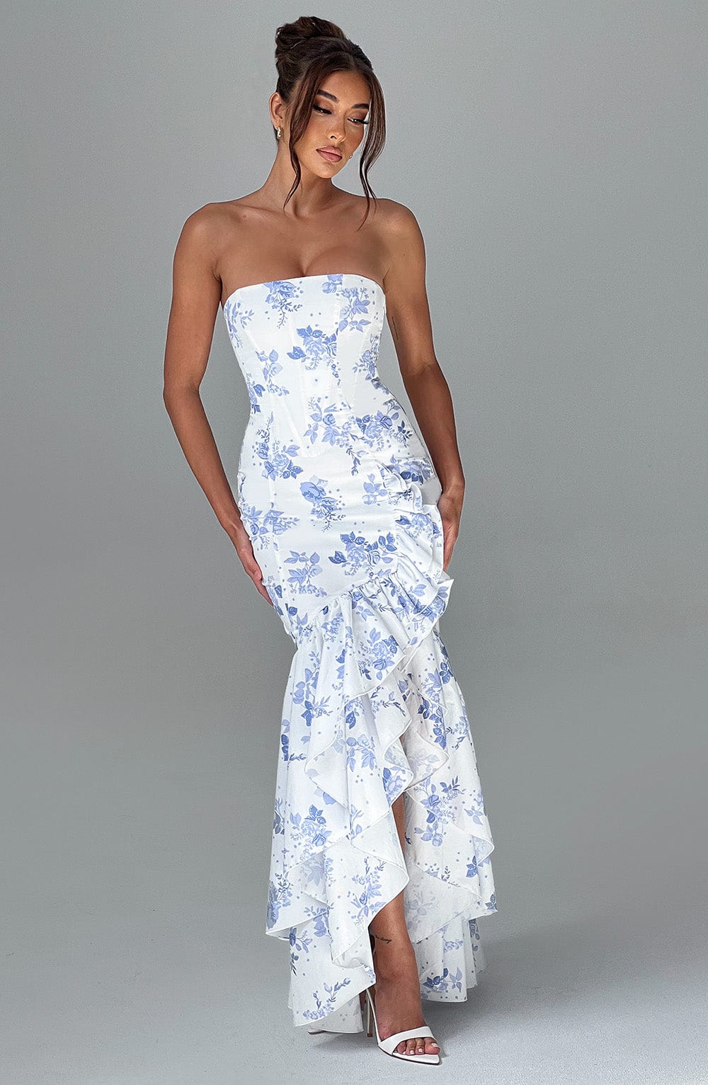 Angelina Maxikleid - Blumenmuster in Blau