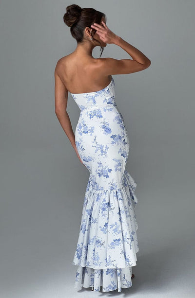 Angelina Maxikleid - Blumenmuster in Blau