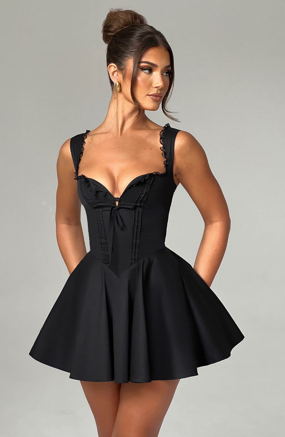 Schwarzes Antonella Mini-Kleid