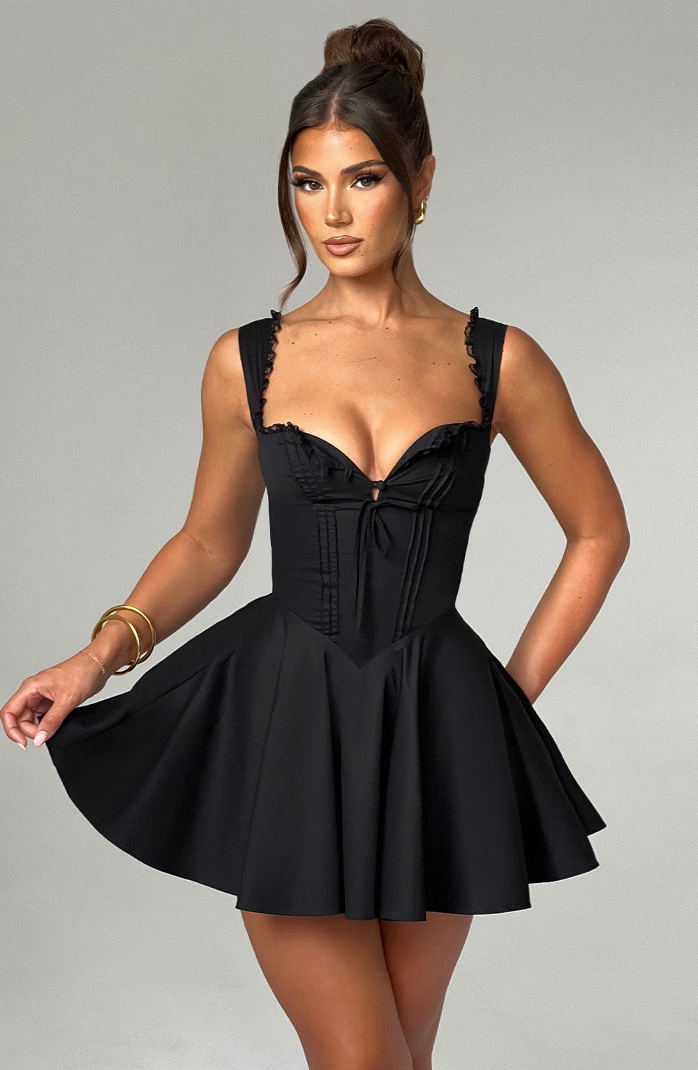 Schwarzes Antonella Mini-Kleid