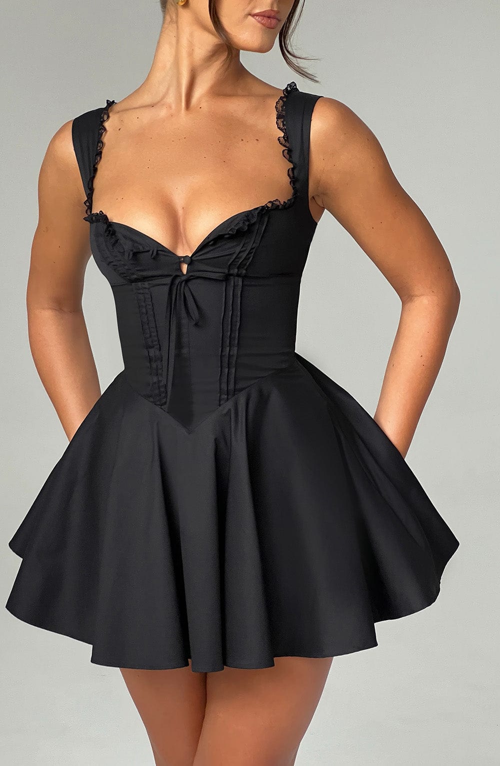 Schwarzes Antonella Mini-Kleid